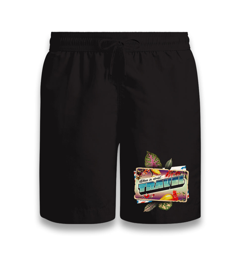 When in Doubt Travel Postcard Black Shorts - Premium  from W.E.N.S. WIND - Just 7990! Shop now at W.E.N.S. WIND