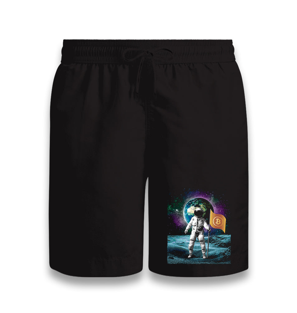 Astronaut Holding Bitcoin Flag Black Shorts - Premium  from W.E.N.S. WIND - Just 7990! Shop now at W.E.N.S. WIND