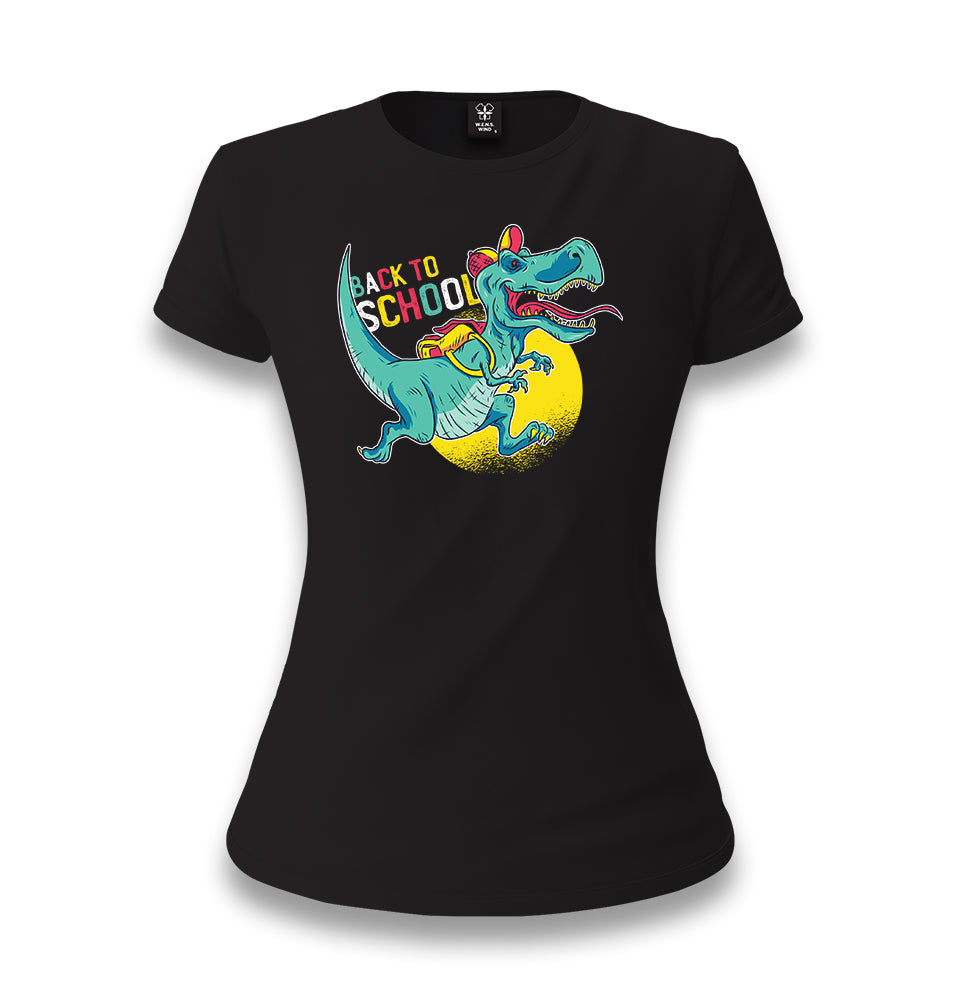 Dinosaur Running Back to School Women's Black T-shirt - Premium  from W.E.N.S. WIND - Just 6490! Shop now at W.E.N.S. WIND