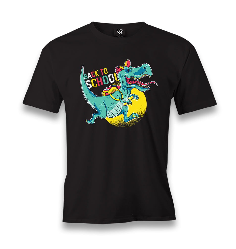 Dinosaur Running Back to School Men's Black Tshirt - Premium  from W.E.N.S. WIND - Just 6490! Shop now at W.E.N.S. WIND