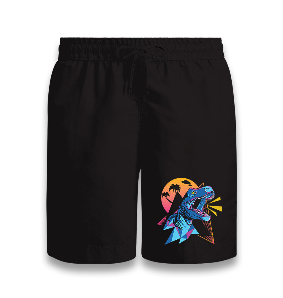 Dinosaur Roar Retro Black Shorts - Premium  from W.E.N.S. WIND - Just 7990! Shop now at W.E.N.S. WIND