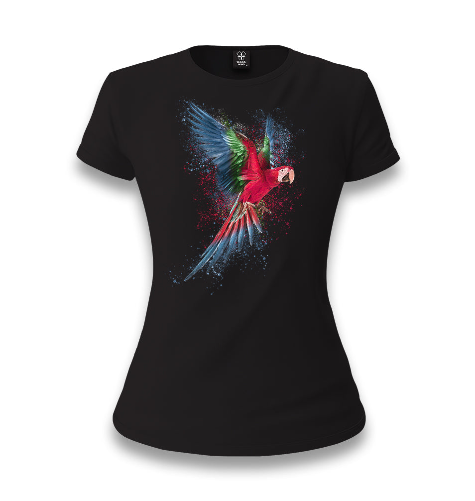 Parrot Splashing Colors Women's Black T-shirt - Premium  from W.E.N.S. WIND - Just 6490! Shop now at W.E.N.S. WIND