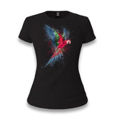 Parrot Splashing Colors Women's Black T-shirt - Premium  from W.E.N.S. WIND - Just 6490! Shop now at W.E.N.S. WIND