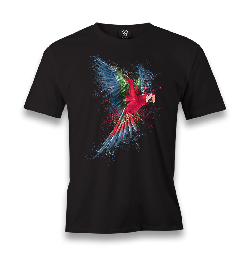 Parrot Splashing Colors Men's Black Tshirt - Premium  from W.E.N.S. WIND - Just 6490! Shop now at W.E.N.S. WIND