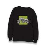 Motorcyle on a Green Kid's Black Sweatshirt - Premium  from W.E.N.S. WIND - Just 7990! Shop now at W.E.N.S. WIND