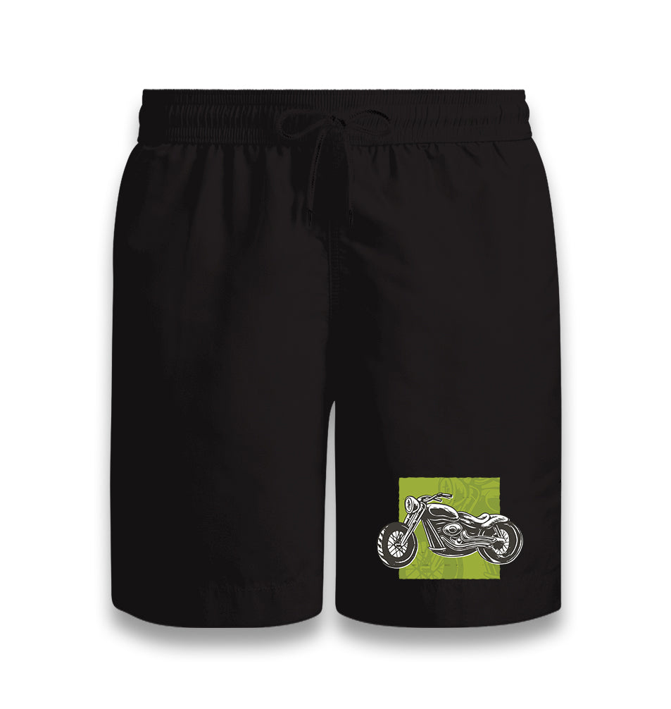 Motorcyle on a Green Black Shorts - Premium  from W.E.N.S. WIND - Just 7990! Shop now at W.E.N.S. WIND