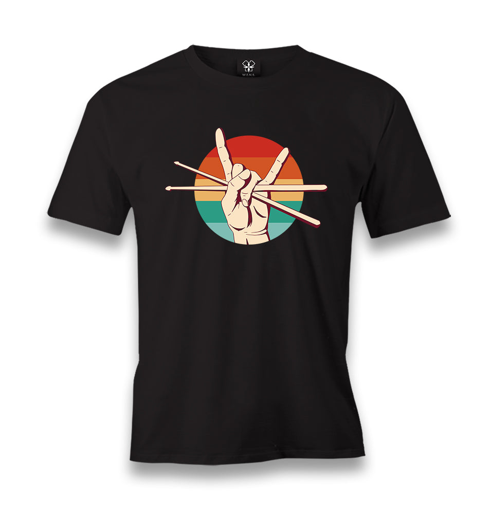 Drum Sticks Rock Sign Men's Black Tshirt - Premium  from W.E.N.S. WIND - Just 6490! Shop now at W.E.N.S. WIND