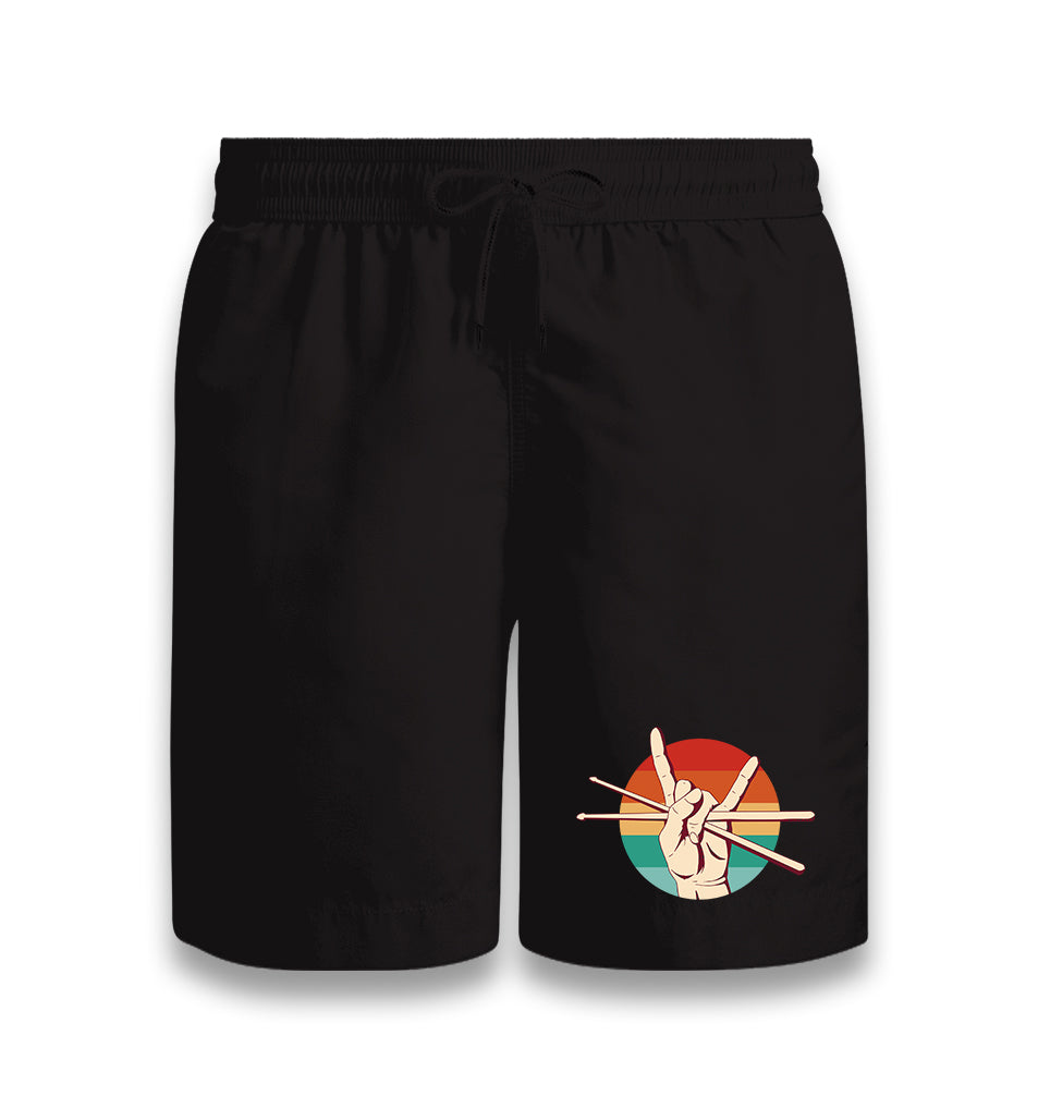 Drum Sticks Rock Sign Black Shorts - Premium  from W.E.N.S. WIND - Just 7990! Shop now at W.E.N.S. WIND