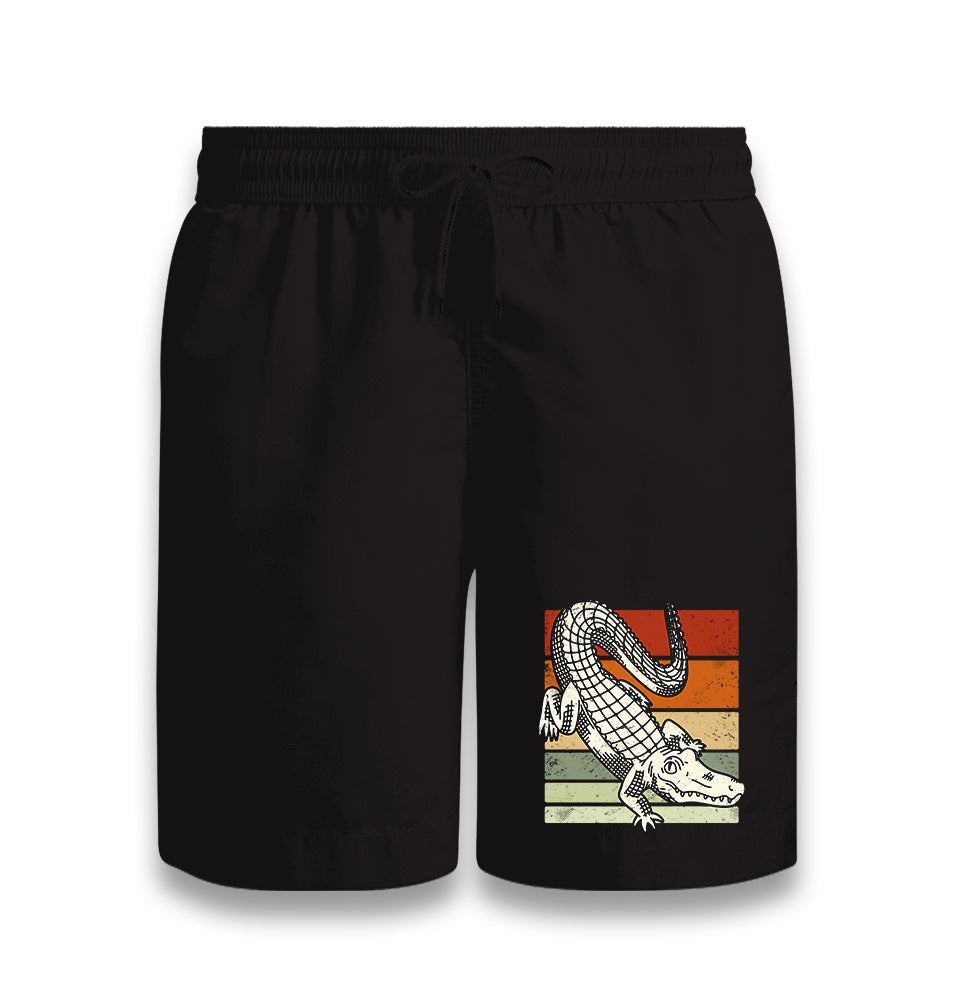 Alligator on Earth Colors Black Shorts - Premium  from W.E.N.S. WIND - Just 7990! Shop now at W.E.N.S. WIND