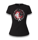 Koi Fishes in a Floral Circle Women's Black T-shirt - Premium  from W.E.N.S. WIND - Just 6490! Shop now at W.E.N.S. WIND