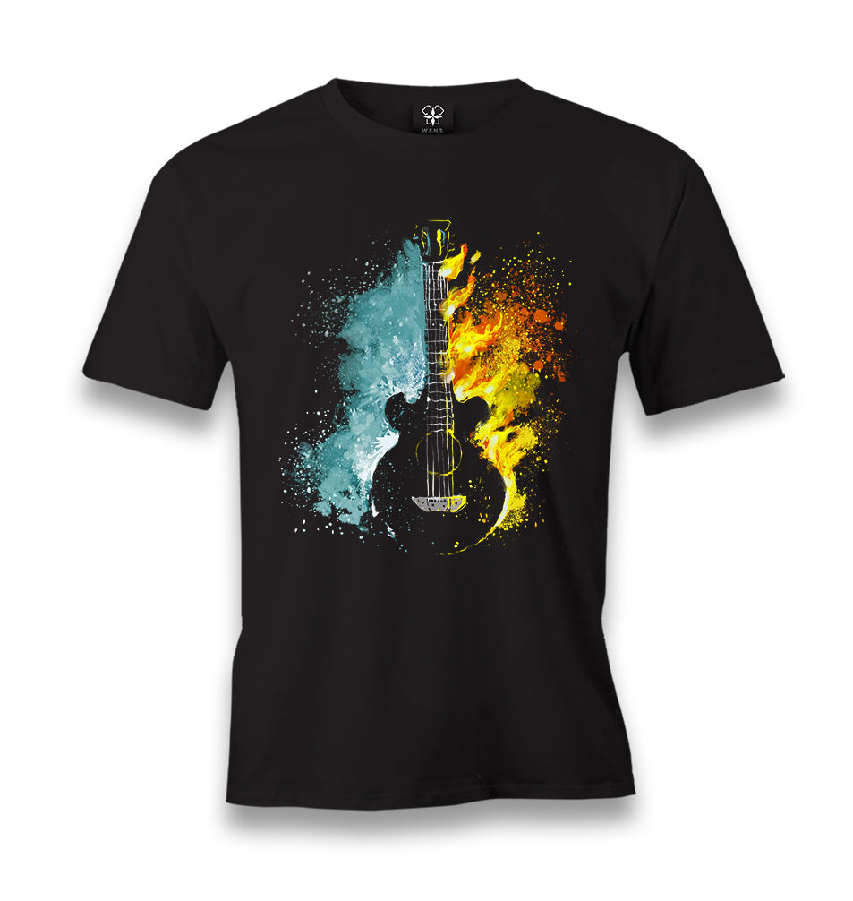 Guitar in Fire and Ice Men's Black Tshirt - Premium  from W.E.N.S. WIND - Just 6490! Shop now at W.E.N.S. WIND