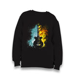 Guitar in Fire and Ice Kid's Black Sweatshirt - Premium  from W.E.N.S. WIND - Just 7990! Shop now at W.E.N.S. WIND