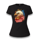 Eagle and American Flag Women's Black T-shirt - Premium  from W.E.N.S. WIND - Just 6490! Shop now at W.E.N.S. WIND