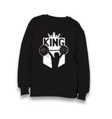 King Logo with a Man Holding Weights Kid's Black Sweatshirt - Premium  from W.E.N.S. WIND - Just 7990! Shop now at W.E.N.S. WIND