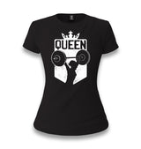 Queen Logo with a Woman Holding Weights Women's Black T-shirt - Premium  from W.E.N.S. WIND - Just 6490! Shop now at W.E.N.S. WIND