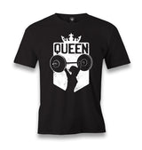 Queen Logo with a Woman Holding Weights Men's Black Tshirt - Premium  from W.E.N.S. WIND - Just 6490! Shop now at W.E.N.S. WIND