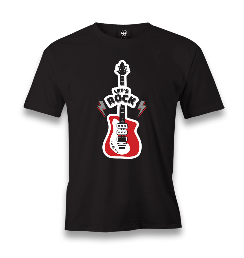 Let's Rock Red Guitar Men's Black Tshirt - Premium  from W.E.N.S. WIND - Just 6490! Shop now at W.E.N.S. WIND