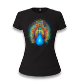 Peacock with a Rainbow Colored Tail Women's Black T-shirt - Premium  from W.E.N.S. WIND - Just 6490! Shop now at W.E.N.S. WIND