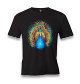 Peacock with a Rainbow Colored Tail Men's Black Tshirt - Premium  from W.E.N.S. WIND - Just 6490! Shop now at W.E.N.S. WIND