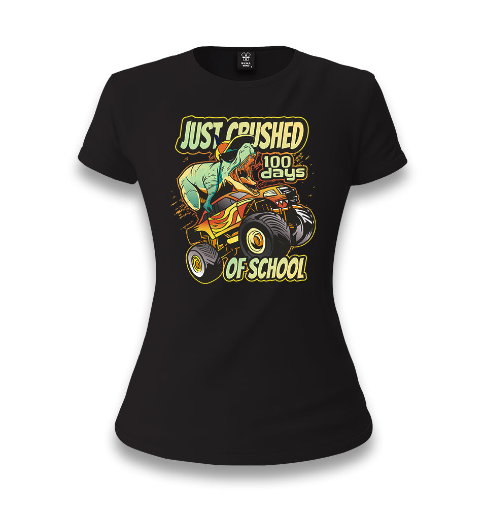 Dinosaur Riding Monster Truck Back to School Women's Black T-shirt - Premium  from W.E.N.S. WIND - Just 6490! Shop now at W.E.N.S. WIND