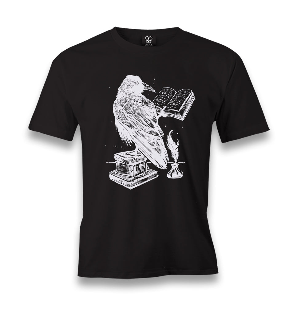 A Raven Reading Book Men's Black Tshirt - Premium  from W.E.N.S. WIND - Just 6490! Shop now at W.E.N.S. WIND