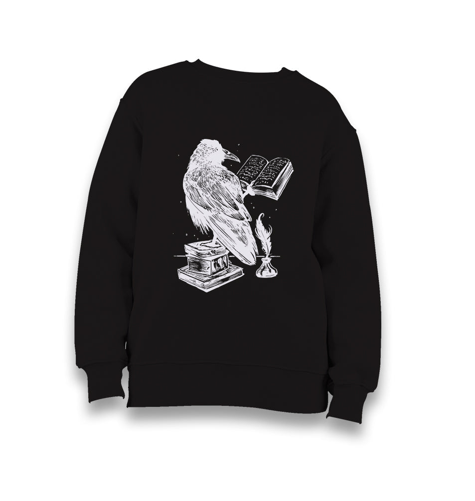 A Raven Reading Book Kid's Black Sweatshirt - Premium  from W.E.N.S. WIND - Just 7990! Shop now at W.E.N.S. WIND