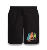 Three Colorful Birds Talking Black Shorts - Premium  from W.E.N.S. WIND - Just 7990! Shop now at W.E.N.S. WIND