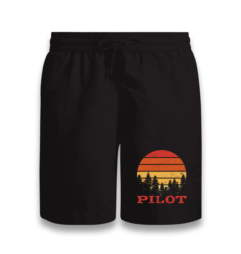 Pilot Quote and Retro Sunset Black Shorts - Premium  from W.E.N.S. WIND - Just 7990! Shop now at W.E.N.S. WIND