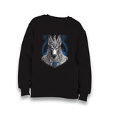 Egyptian god Anubis with a Blue Temple Kid's Black Sweatshirt - Premium  from W.E.N.S. WIND - Just 7990! Shop now at W.E.N.S. WIND