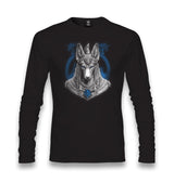 Egyptian god Anubis with a Blue Temple Unisex Black Longsleeve - Premium  from W.E.N.S. WIND - Just 7990! Shop now at W.E.N.S. WIND