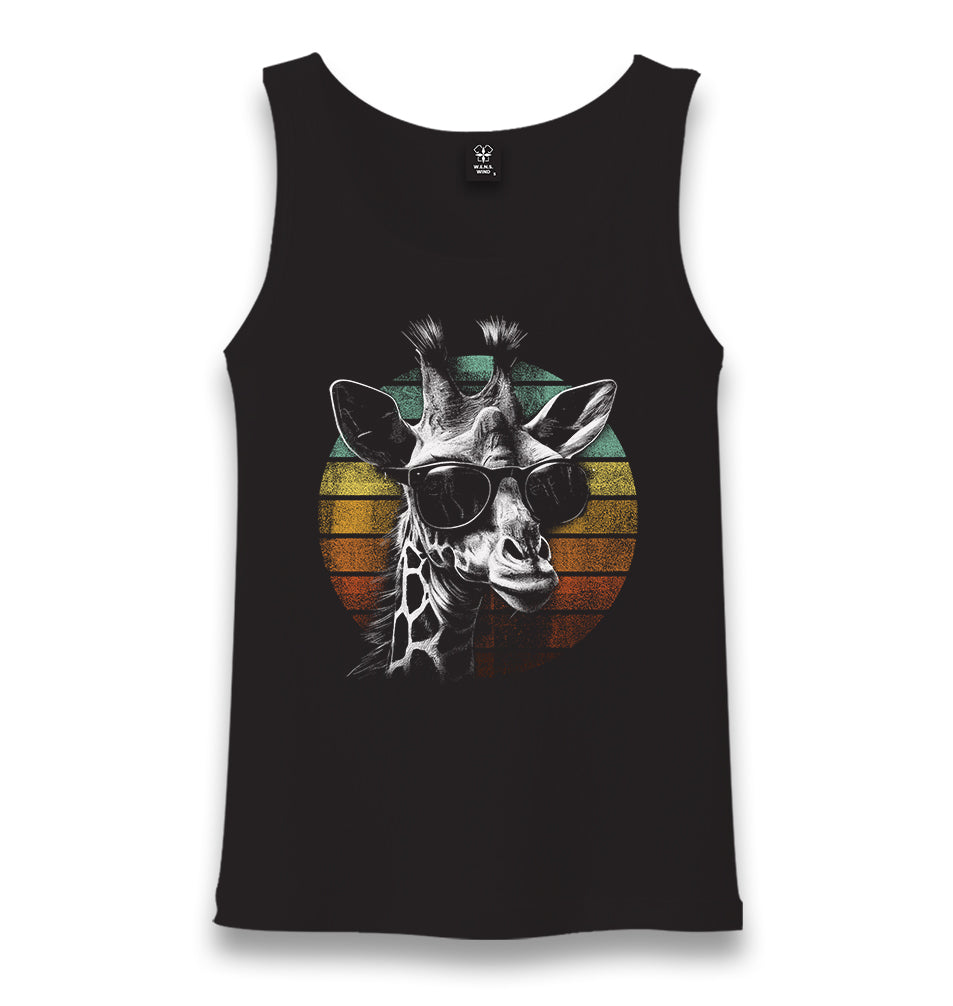 Giraffe with Sunglasses Unisex Black Tank Top - Premium  from W.E.N.S. WIND - Just 6490! Shop now at W.E.N.S. WIND