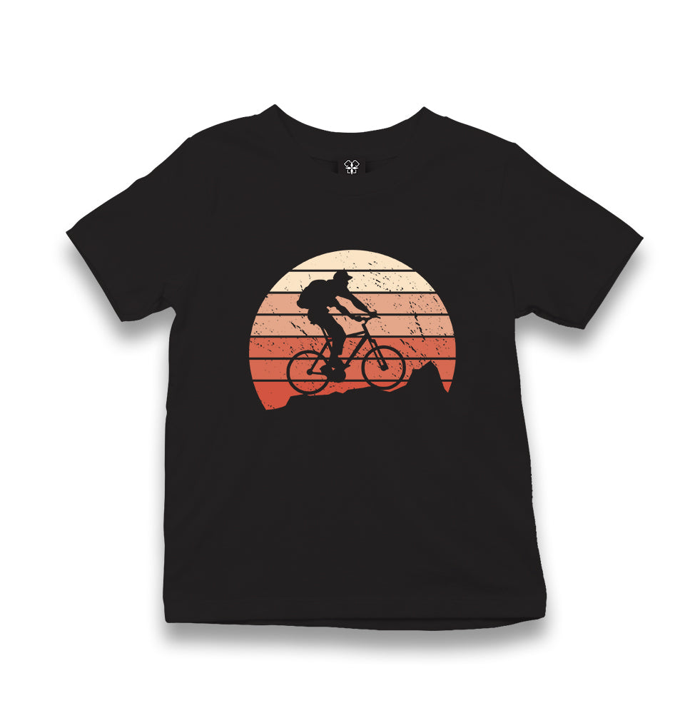 Man Riding Bicycle on the Mountain Kid's Black T-shirt - Premium  from W.E.N.S. WIND - Just 5990! Shop now at W.E.N.S. WIND