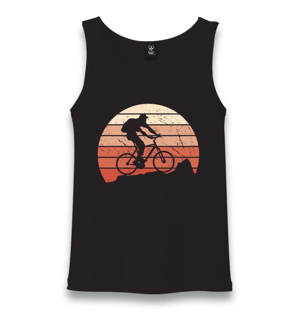 Man Riding Bicycle on the Mountain Unisex Black Tank Top - Premium  from W.E.N.S. WIND - Just 6490! Shop now at W.E.N.S. WIND