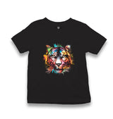 Colorful Tiger Head Kid's Black T-shirt - Premium  from W.E.N.S. WIND - Just 5990! Shop now at W.E.N.S. WIND