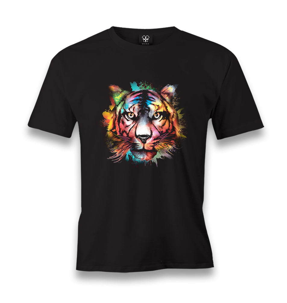 Colorful Tiger Head Men's Black Tshirt - Premium  from W.E.N.S. WIND - Just 6490! Shop now at W.E.N.S. WIND