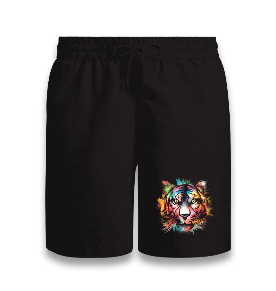 Colorful Tiger Head Black Shorts - Premium  from W.E.N.S. WIND - Just 7990! Shop now at W.E.N.S. WIND