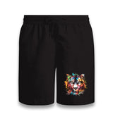Colorful Tiger Head Black Shorts - Premium  from W.E.N.S. WIND - Just 7990! Shop now at W.E.N.S. WIND