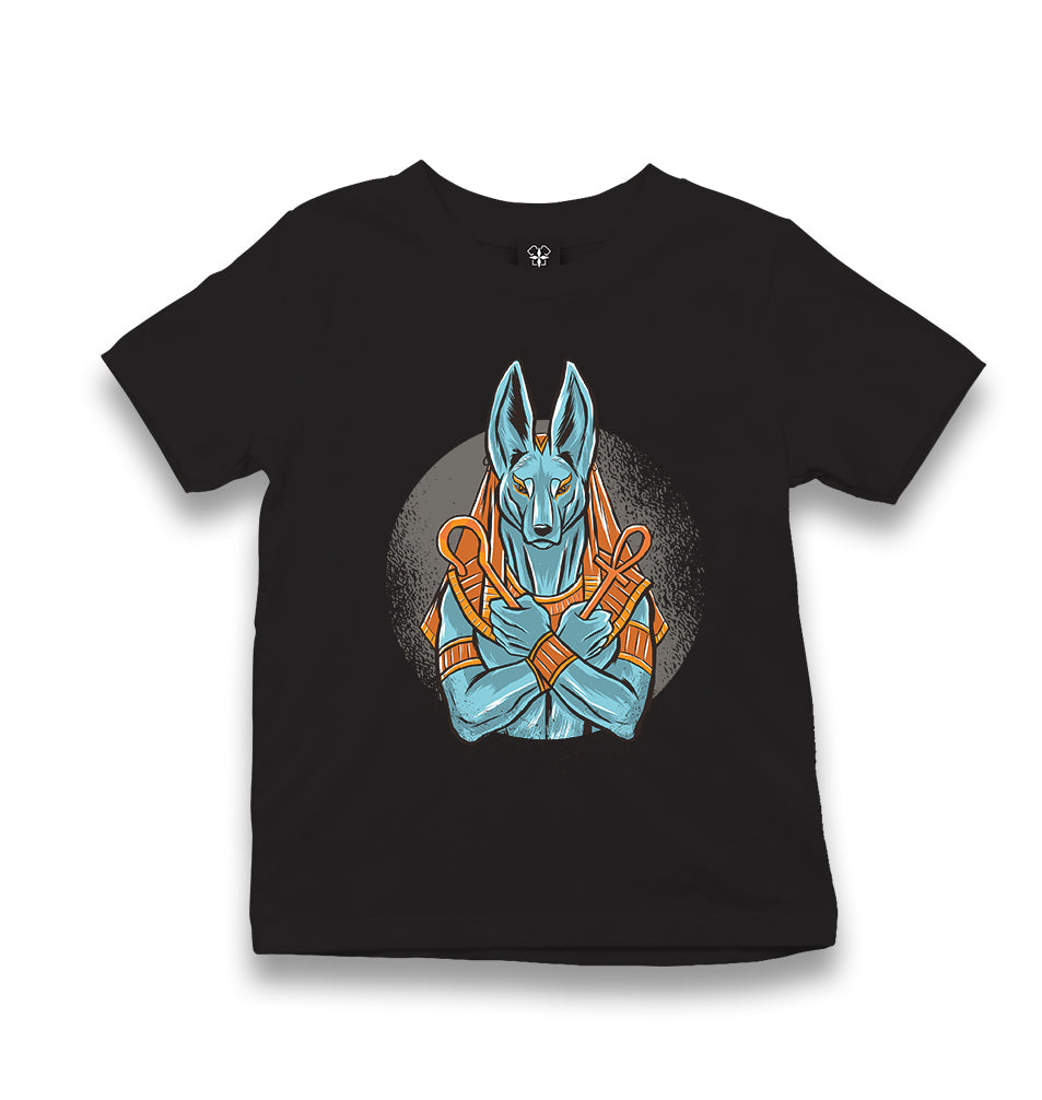 Egyptian God Anubis in Blue Color Kid's Black T-shirt - Premium  from W.E.N.S. WIND - Just 5990! Shop now at W.E.N.S. WIND