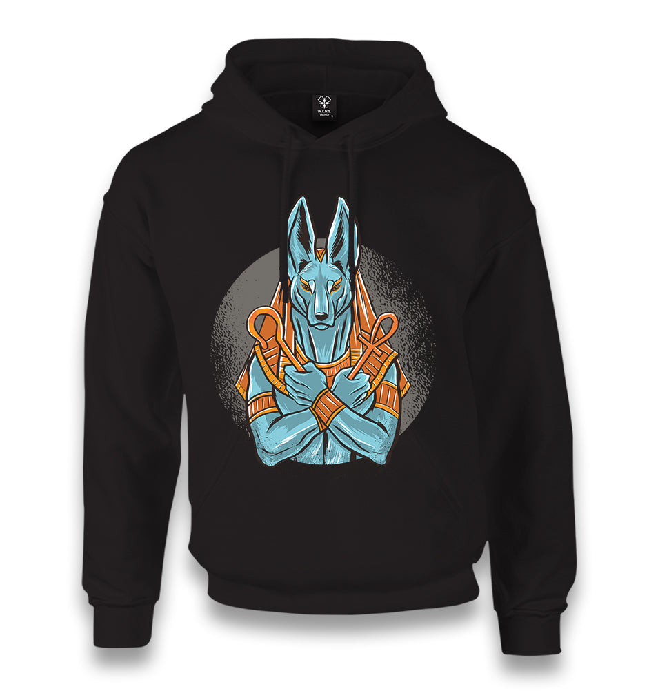 Egyptian God Anubis in Blue Color Unisex Black Hoodie - Premium  from W.E.N.S. WIND - Just 11990! Shop now at W.E.N.S. WIND