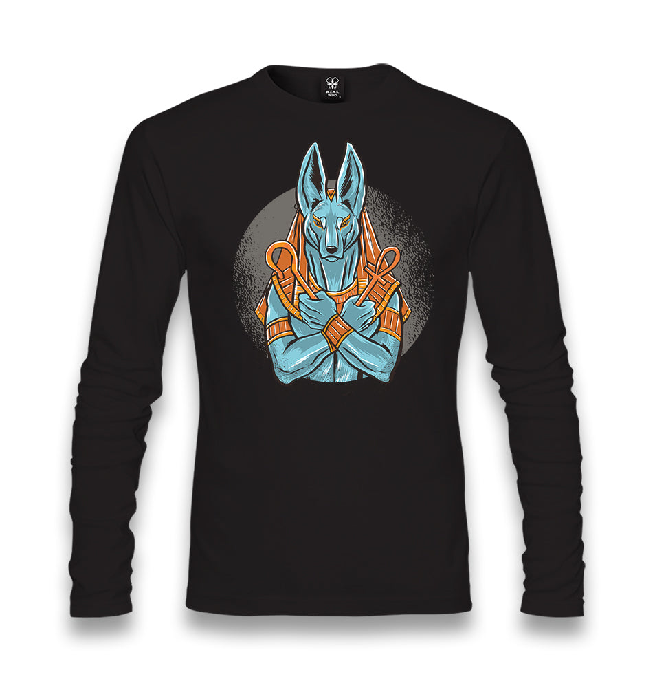 Egyptian God Anubis in Blue Color Unisex Black Longsleeve - Premium  from W.E.N.S. WIND - Just 7990! Shop now at W.E.N.S. WIND