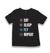 Plane Pilot Eat Sleep Fly Kid's Black T-shirt - Premium  from W.E.N.S. WIND - Just 5990! Shop now at W.E.N.S. WIND