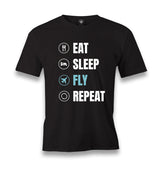 Plane Pilot Eat Sleep Fly Men's Black Tshirt - Premium  from W.E.N.S. WIND - Just 6490! Shop now at W.E.N.S. WIND