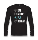 Plane Pilot Eat Sleep Fly Unisex Black Longsleeve - Premium  from W.E.N.S. WIND - Just 7990! Shop now at W.E.N.S. WIND