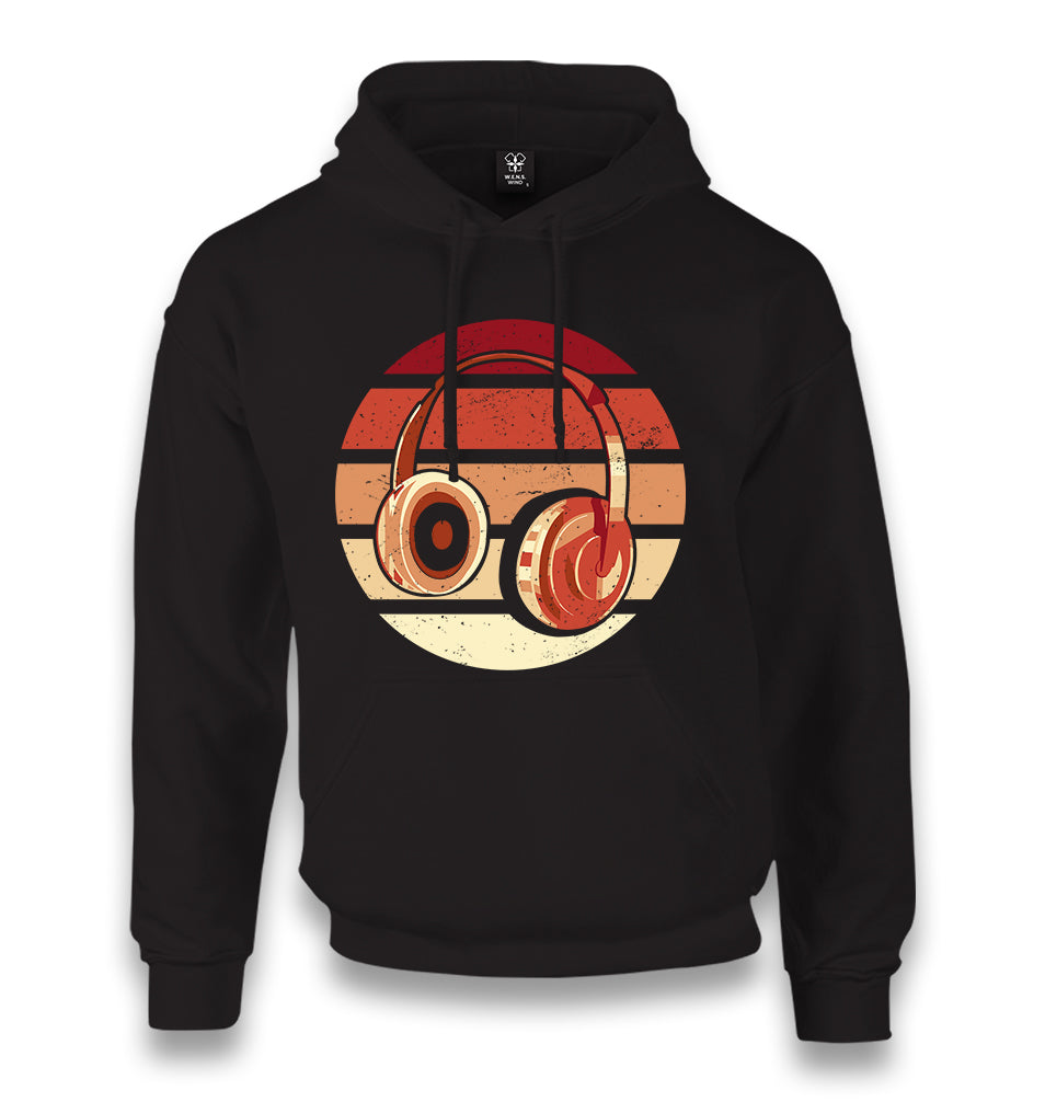 Headphone in Red Tones Retro Unisex Black Hoodie - Premium  from W.E.N.S. WIND - Just 11990! Shop now at W.E.N.S. WIND