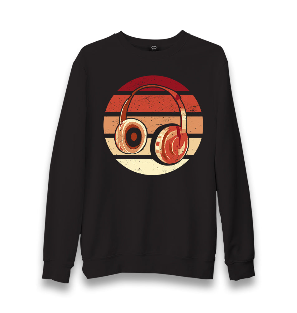 Headphone in Red Tones Retro Unisex Black Sweatshirt - Premium  from W.E.N.S. WIND - Just 10990! Shop now at W.E.N.S. WIND