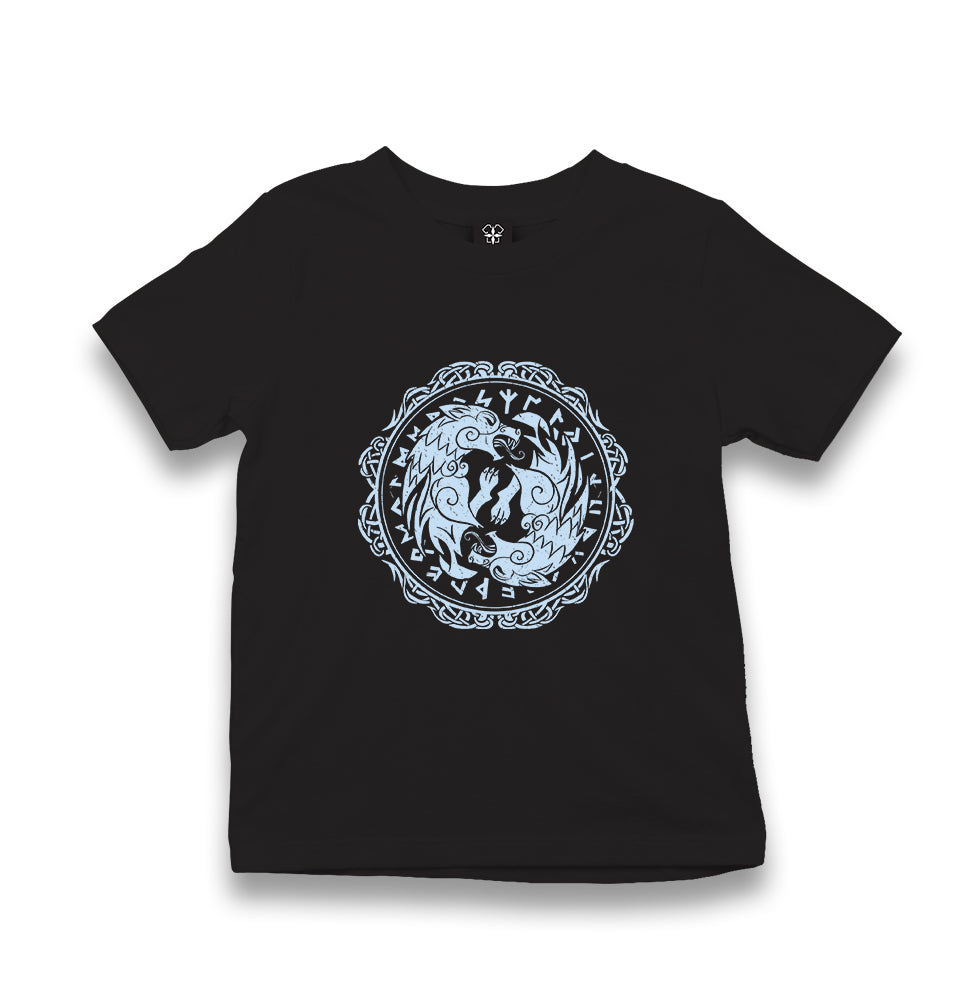 Wolfs in a Circular Viking Knot Kid's Black T-shirt - Premium  from W.E.N.S. WIND - Just 5990! Shop now at W.E.N.S. WIND