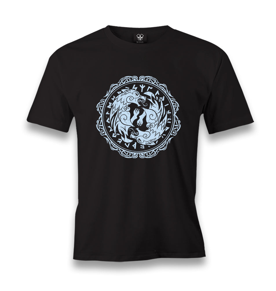 Wolfs in a Circular Viking Knot Men's Black Tshirt - Premium  from W.E.N.S. WIND - Just 6490! Shop now at W.E.N.S. WIND