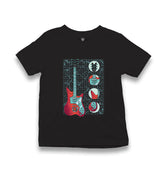 Electric Guitar and Its Parts on Grid Kid's Black T-shirt - Premium  from W.E.N.S. WIND - Just 5990! Shop now at W.E.N.S. WIND