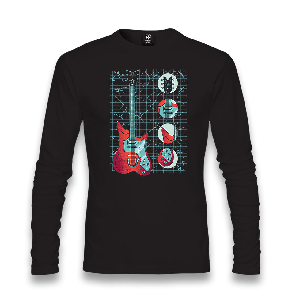 Electric Guitar and Its Parts on Grid Unisex Black Longsleeve - Premium  from W.E.N.S. WIND - Just 7990! Shop now at W.E.N.S. WIND