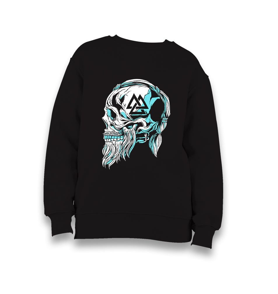 Viking Skull with a Beard Kid's Black Sweatshirt - Premium  from W.E.N.S. WIND - Just 7990! Shop now at W.E.N.S. WIND